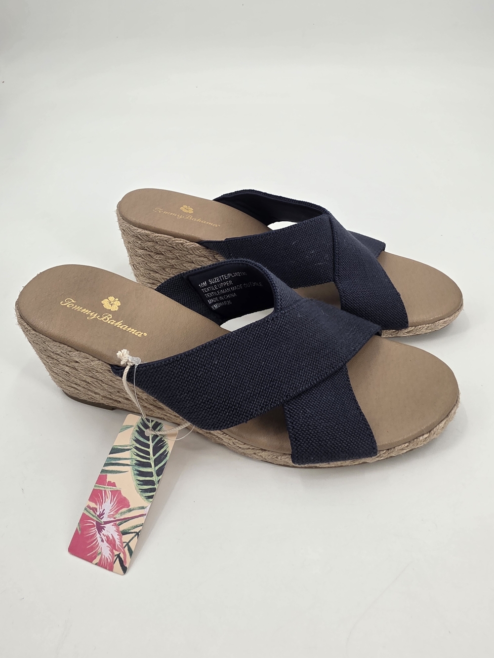 Tommy Bahama Suzette Navy Cross‑Strap Wedge Sandals Size 10 NWOB